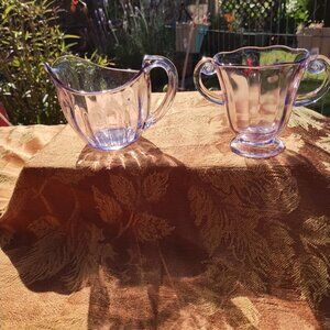 Vintage cut glass creamer and sugar set